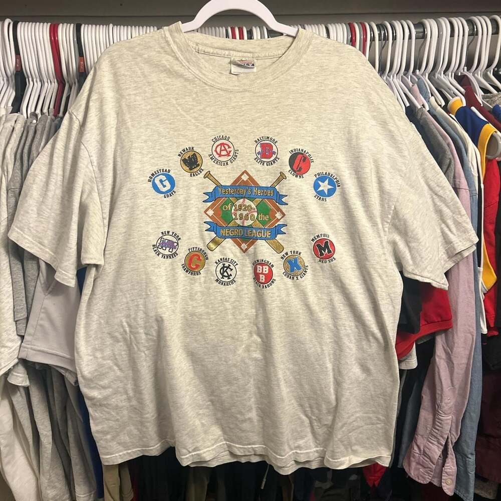 Vintage 90s Negro League Yesterday's Heroes Baseball Team Logos T-Shirt XL